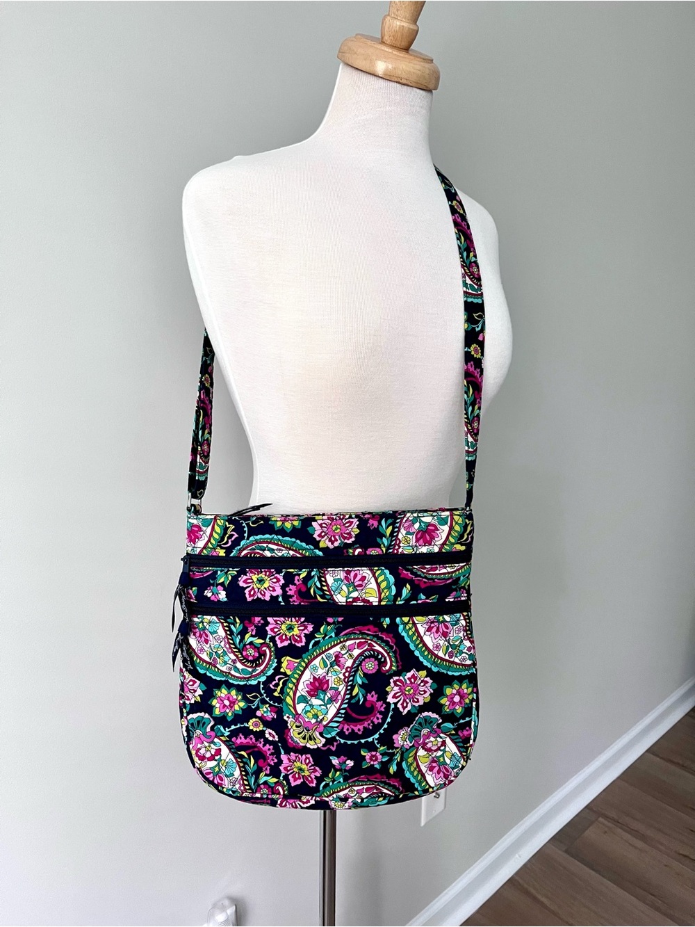 Vera Bradley Triple Zip Petal Paisley Crossbody Bag